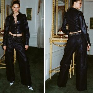 With Jean Navy Waxed Rain Cargo Pants